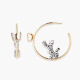 Créoles rondes chat tigré tabby et papillon