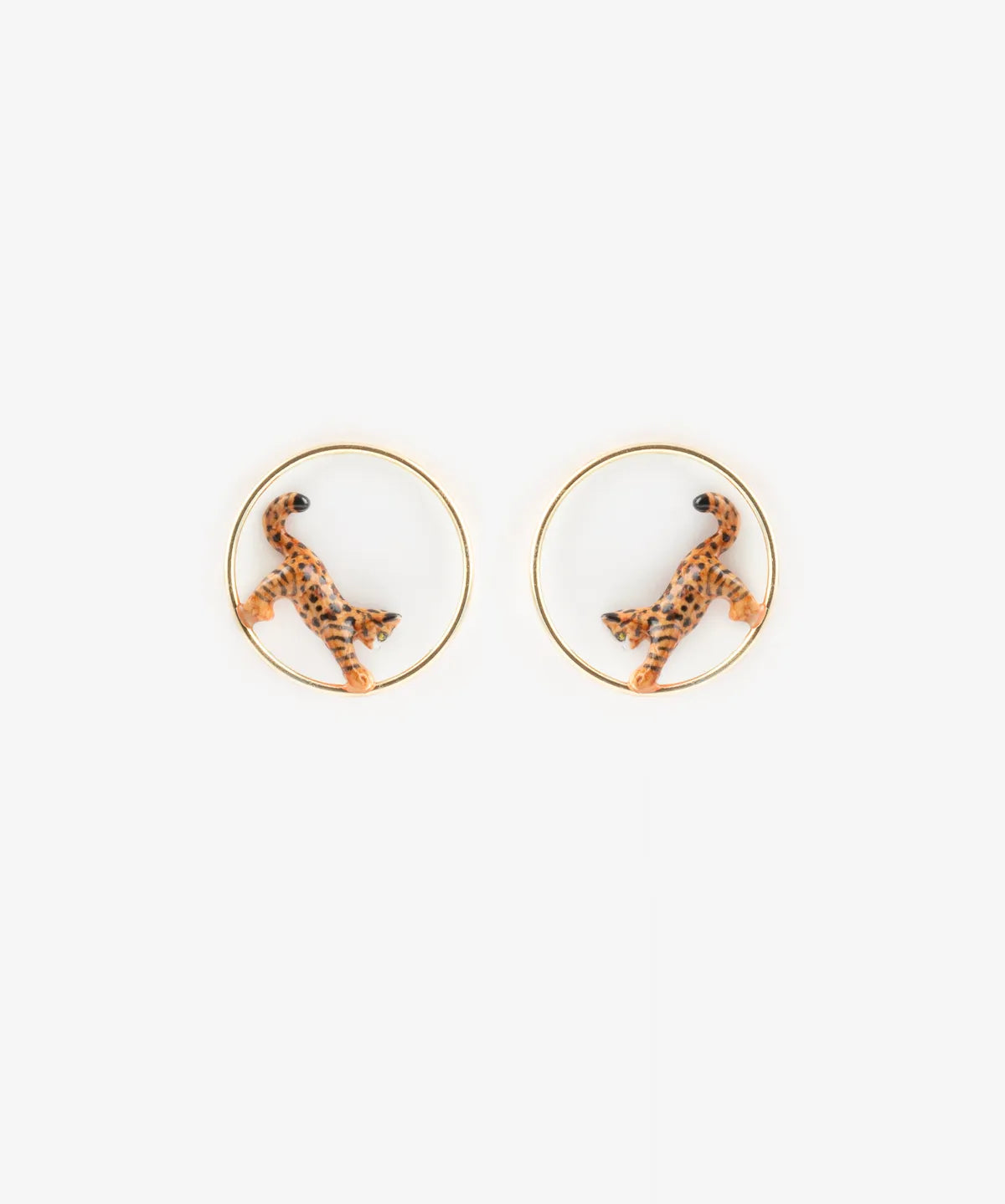 Round Bengal cat earrings