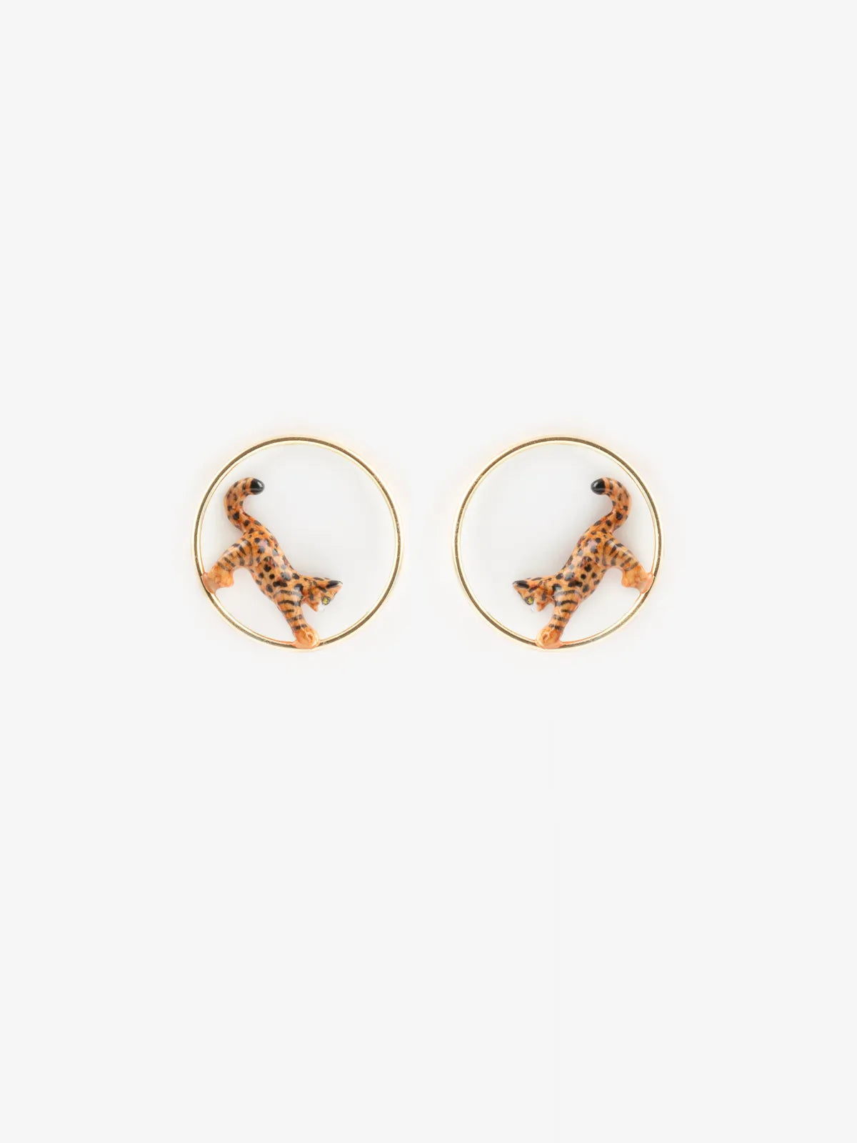 Boucles d'oreilles rondes chat Bengal