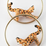 Round Bengal cat earrings