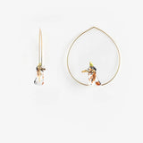 Large Australian Shepherd dog and bird hoop earrings