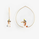 Large Australian Shepherd dog and bird hoop earrings