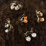 Yorkshire Terrier Head and Bow Dangle Earrings