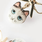 Ragdoll Cat Head and Bow Dangle Earrings
