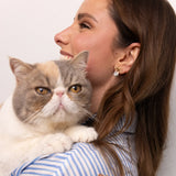 Tabby cat head and bow dangle earrings