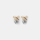 Tabby cat head and bow dangle earrings