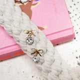 Tabby cat head and bow dangle earrings