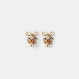 Bengal Cat Head and Bow Dangle Earrings