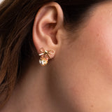 Bengal Cat Head and Bow Dangle Earrings