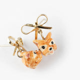 Yorkshire Terrier Head and Bow Dangle Earrings