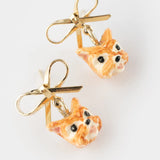 Yorkshire Terrier Head and Bow Dangle Earrings