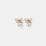 Coton de Tulear dog head and bow dangle earrings
