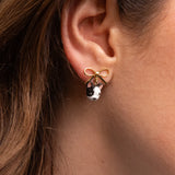 French Bulldog Head and Bow Dangle Earrings
