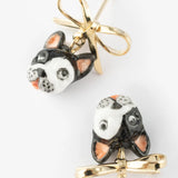 French Bulldog Head and Bow Dangle Earrings