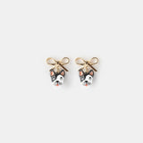 French Bulldog Head and Bow Dangle Earrings