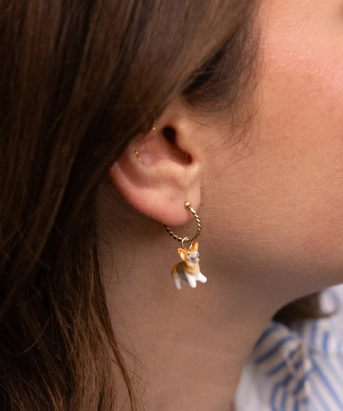 Mini Corgi dog hoop earring - Sold individually