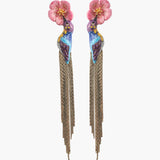 Anna's hummingbird fringe earrings