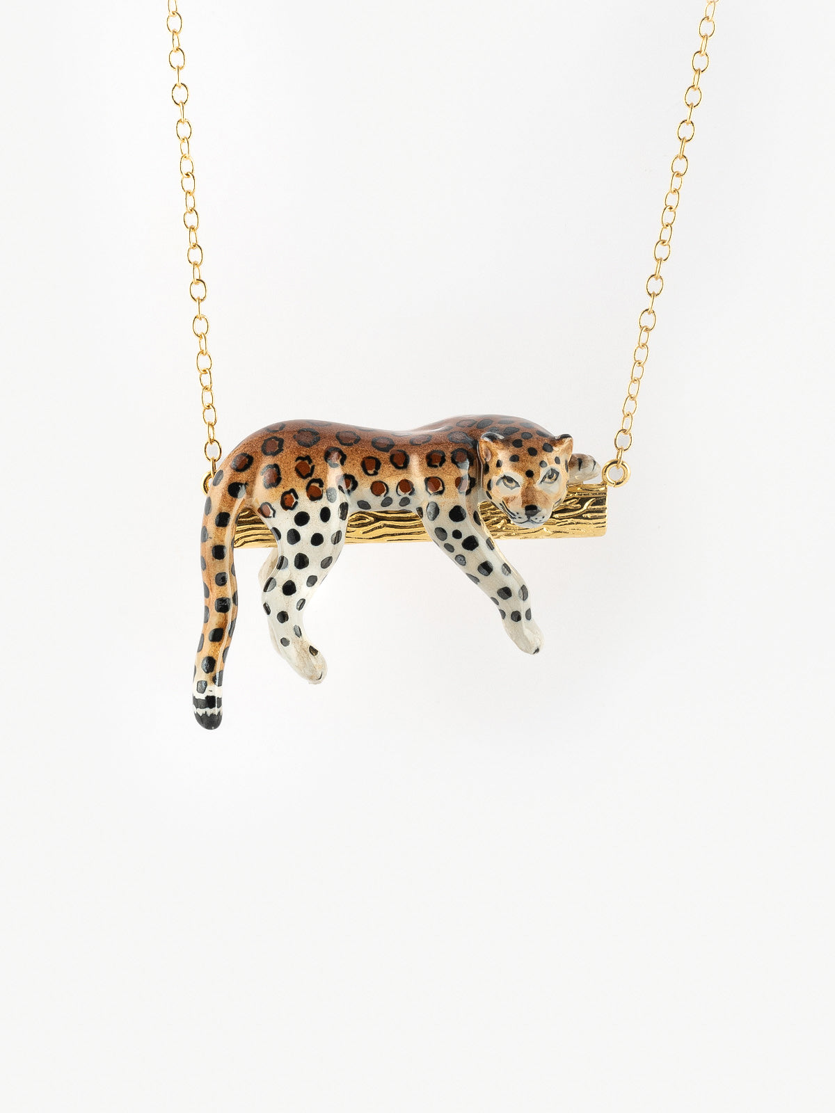 Leopard on branch necklace