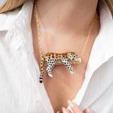 Leopard on branch necklace