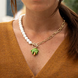 Pearl and palm tree necklace