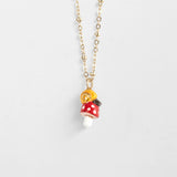 Snail on mushroom necklace