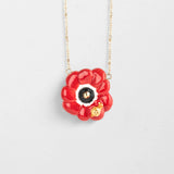 Red Anemone Flower Necklace