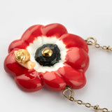 Red Anemone Flower Necklace