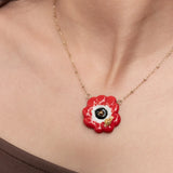 Red Anemone Flower Necklace