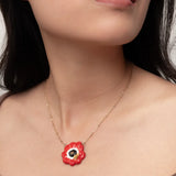 Red Anemone Flower Necklace