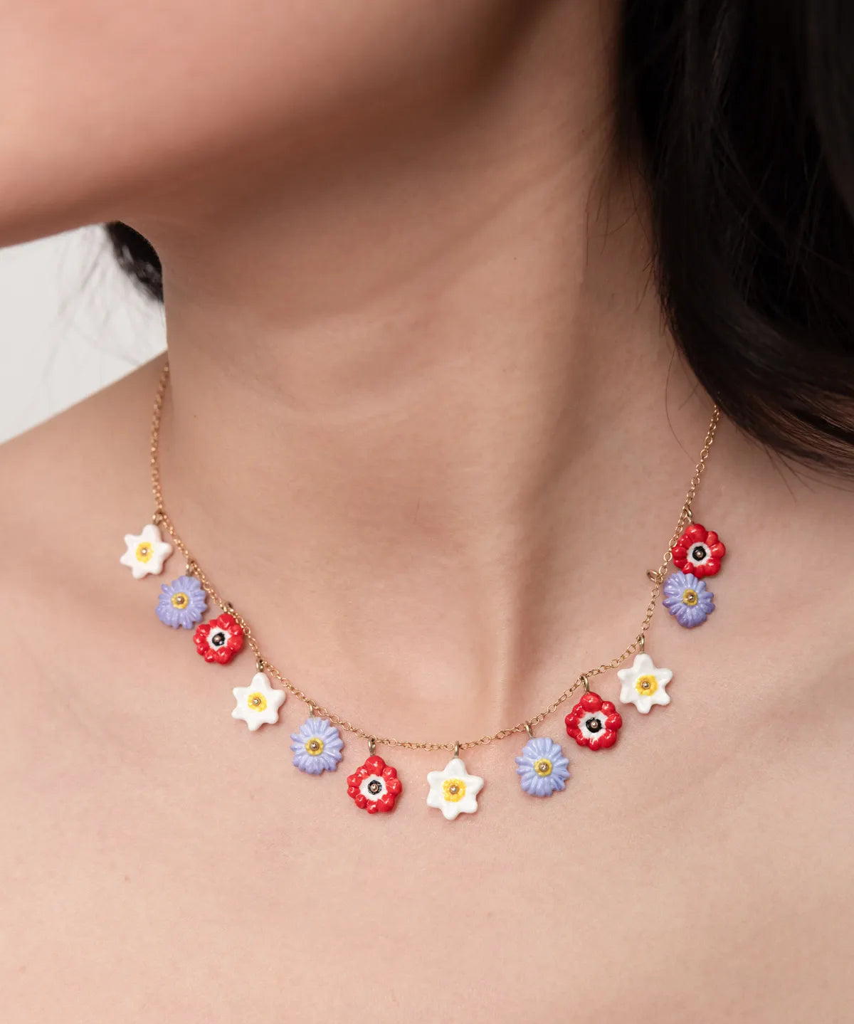Anemone flower necklace