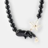Collier Panthère, fleur et perles