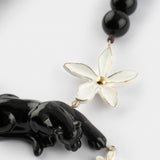 Collier Panthère, fleur et perles