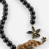 Collier Léopard, fleur et perles