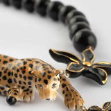 Leopard, flower and pearl necklace
