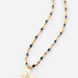 Collier perles et fleur d'Erine blanche