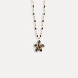 Collier perles et fleur d'Erine noire