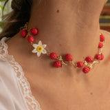 Red berry branch necklace