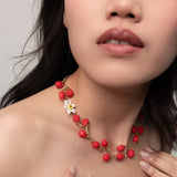 Red berry branch necklace