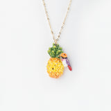 Mini pineapple and diamond bird necklace by Gould