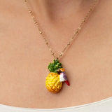 Mini pineapple and diamond bird necklace by Gould