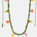 Tropical and bamboo multi-beaded necklace