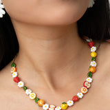 Fruit and flower beaded necklace