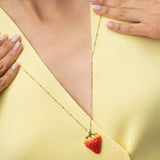 Collier sautoir fraise