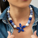 Maxi collier jasmin bleu