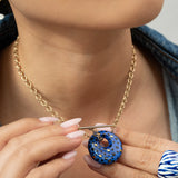 Collier cosmic léopard bleu