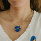 Collier cosmic léopard bleu