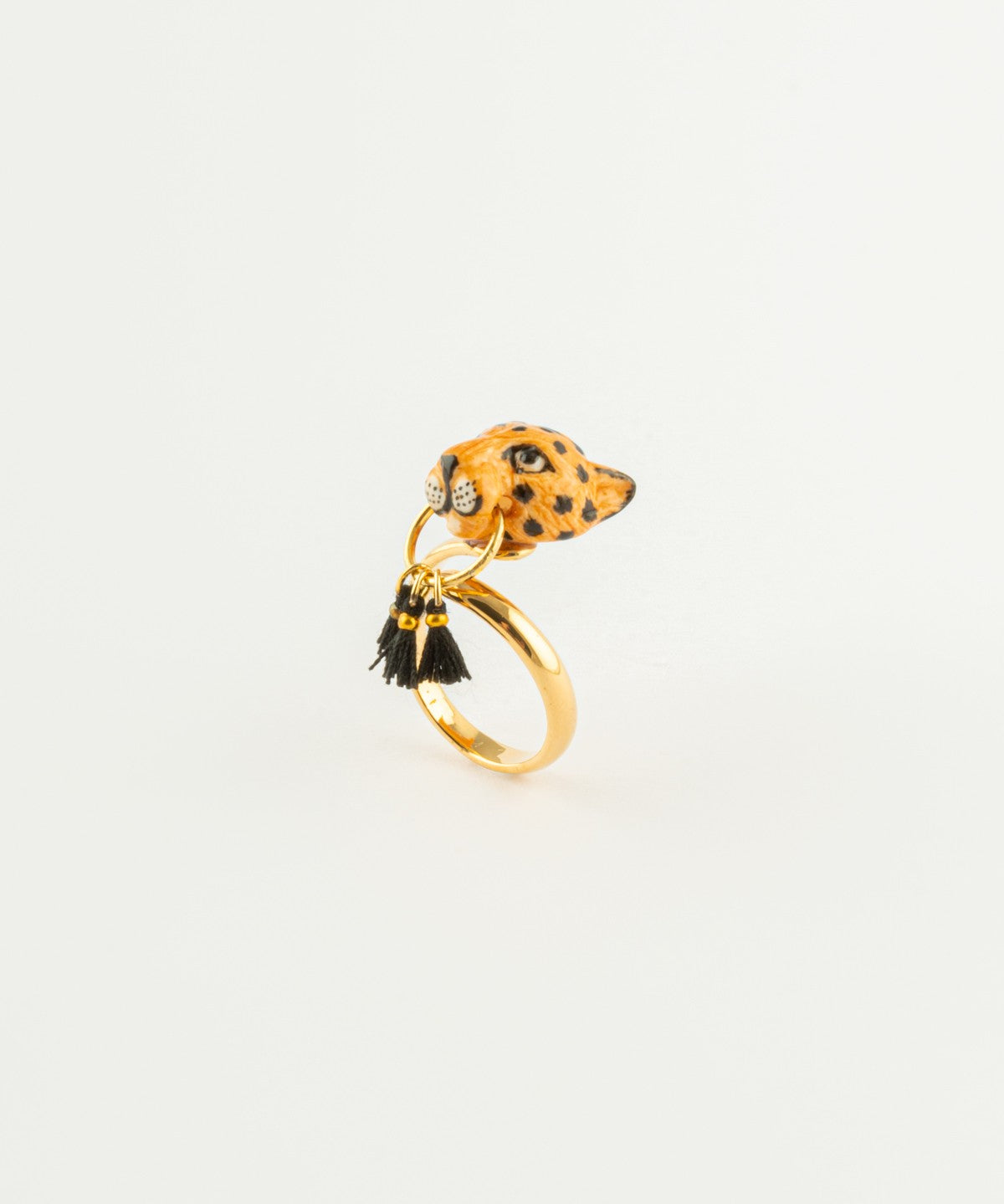 bague animal léopard peinte à la main en porcelaine