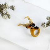 bague en porcelaine peinte à la main animal antilope