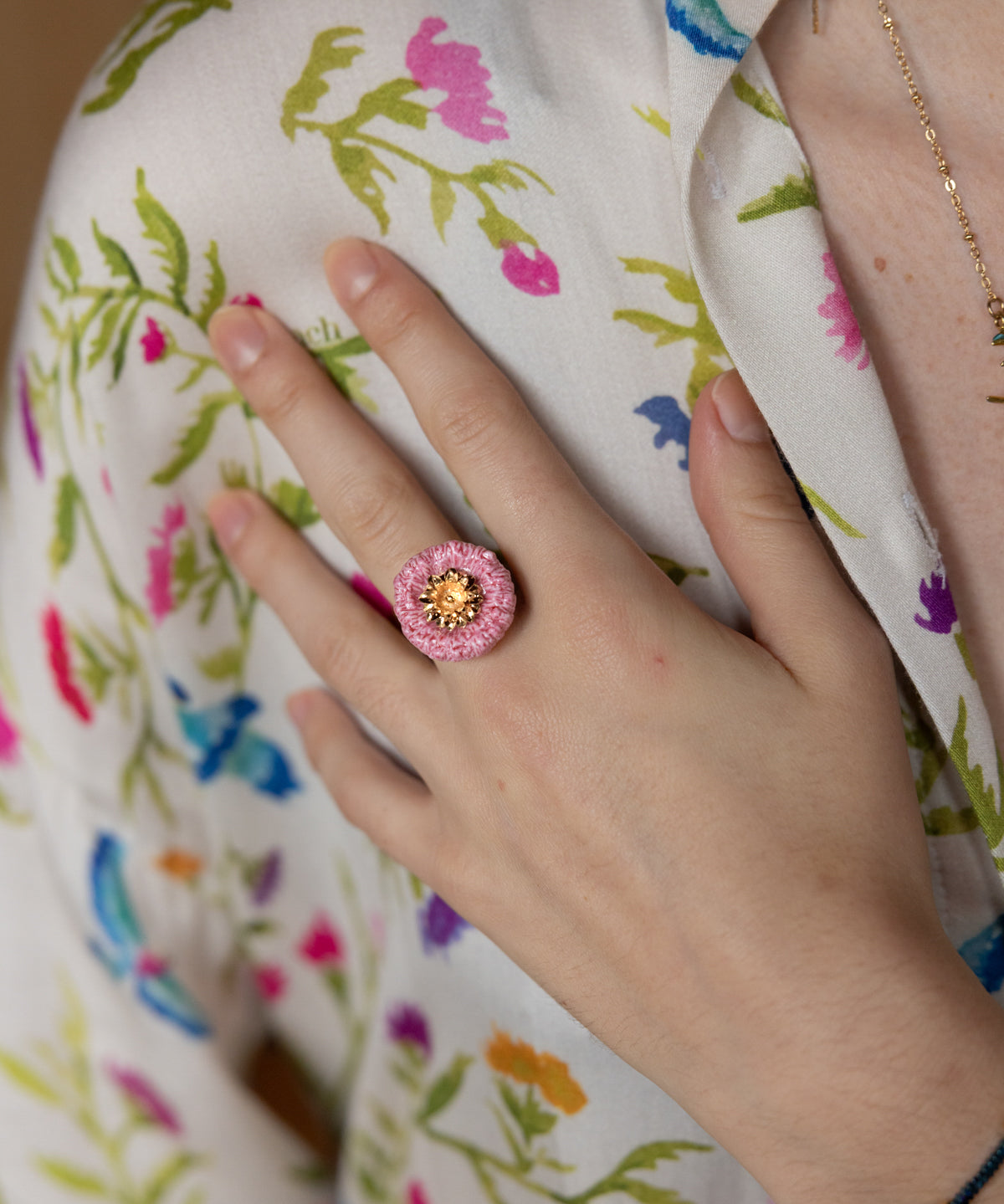 Bague chardon rose