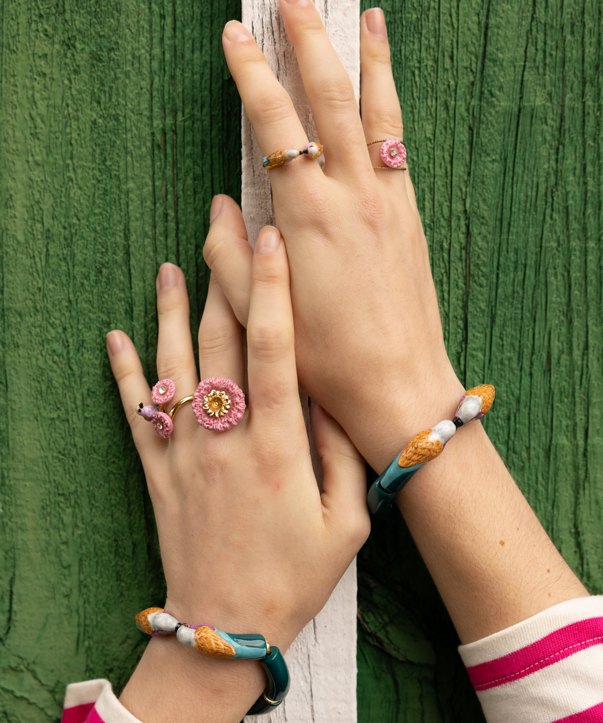 Bague chardon rose
